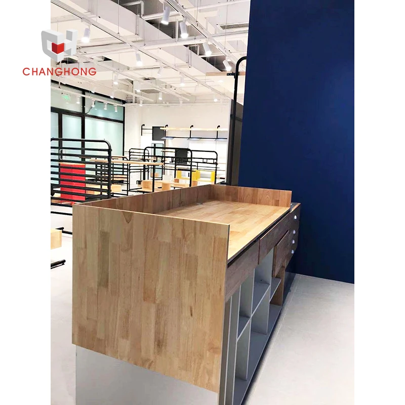 Combined Type MDF Checkout Counters Reception Desk with Storage Modern Shop Counter Design for Garment Store