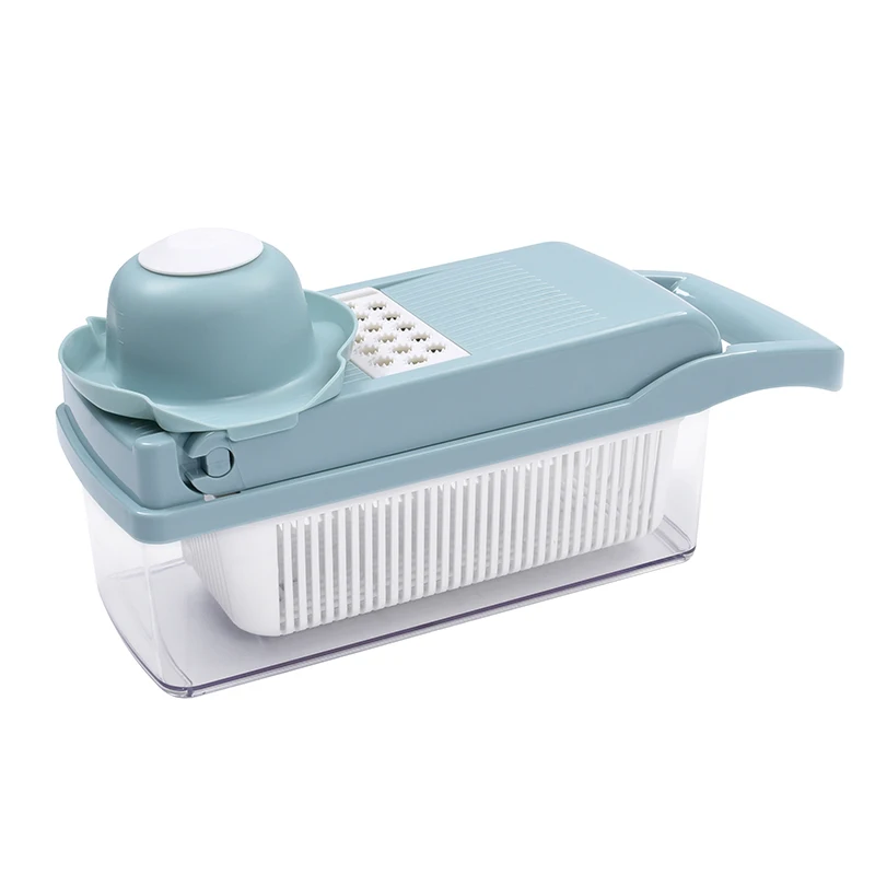 All in 1 - Vegetable Chopper With Container Cheese Grater Hand Crank Onion Mincer Vegetable Cutter, Dicer, Egg Slicer
