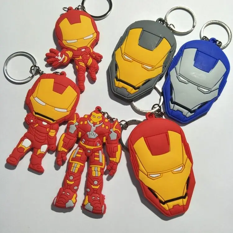 Wholesale Custom Marvel Superhero Keyring Charm Pendant Bat Spider Iron Man Hulk Captain Venom Thanos Rubber keychain