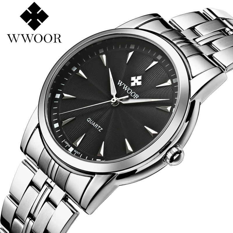 WWOOR 8028 Luxury Business Stainless Watch Band Gold Wristwatch Water Proof Watches For Men Minimalist Wrist Watch Quartz Clock