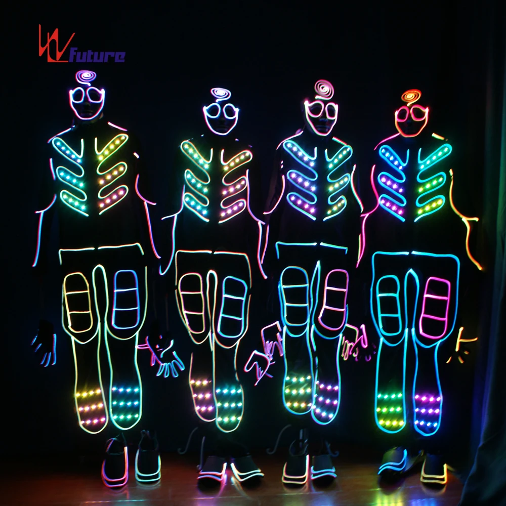 Future Full Color LED & Fiber Optic Jumpsuit With Mask, Gloves, Shoes Cover