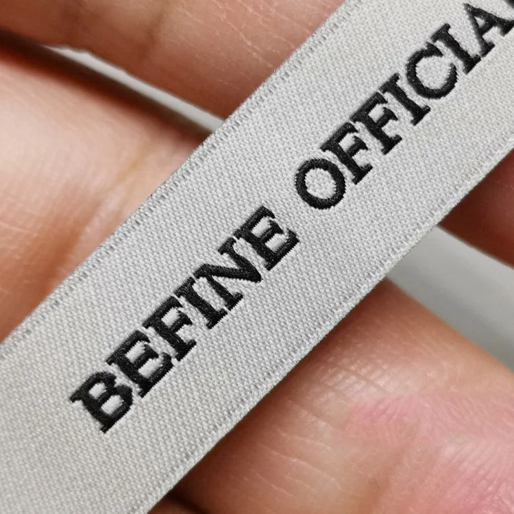 Cut Satin Ribbon Woven Labels Cloth Smooth Garment Labels Washable Machine Custom Made High Density Straight Machine Weaving