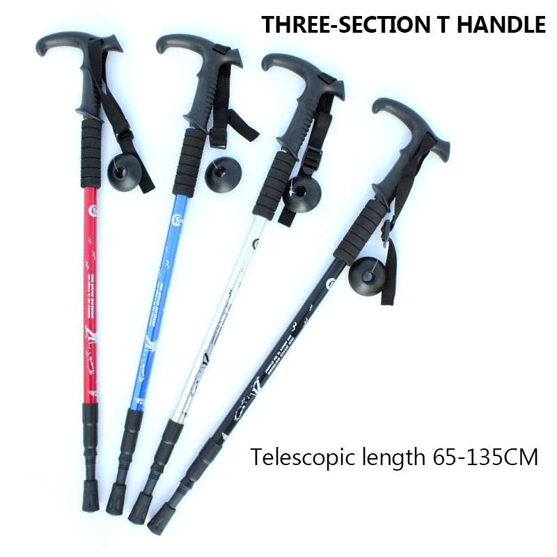 Adjustable Alpenstock Walking Stick Anti-skid Telescopic aluminum Hiking Stick lightweight mountaineering cane Trekking poles