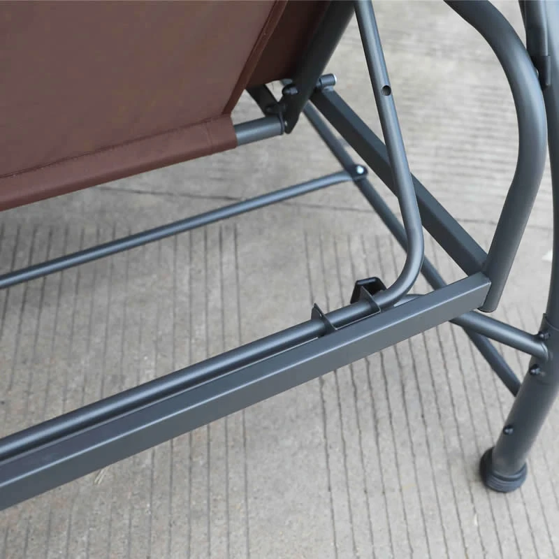 Outdoor 3-Seat Garden Swing Chair Patio Swings Multi-functional Swing Bed With Comfortable Cushion and Adjustable Canopy