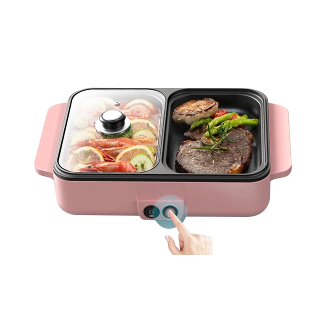 ALIKER 2 в 1 Крытый Электрический гриль портативный барбекю с кастрюлей гриль