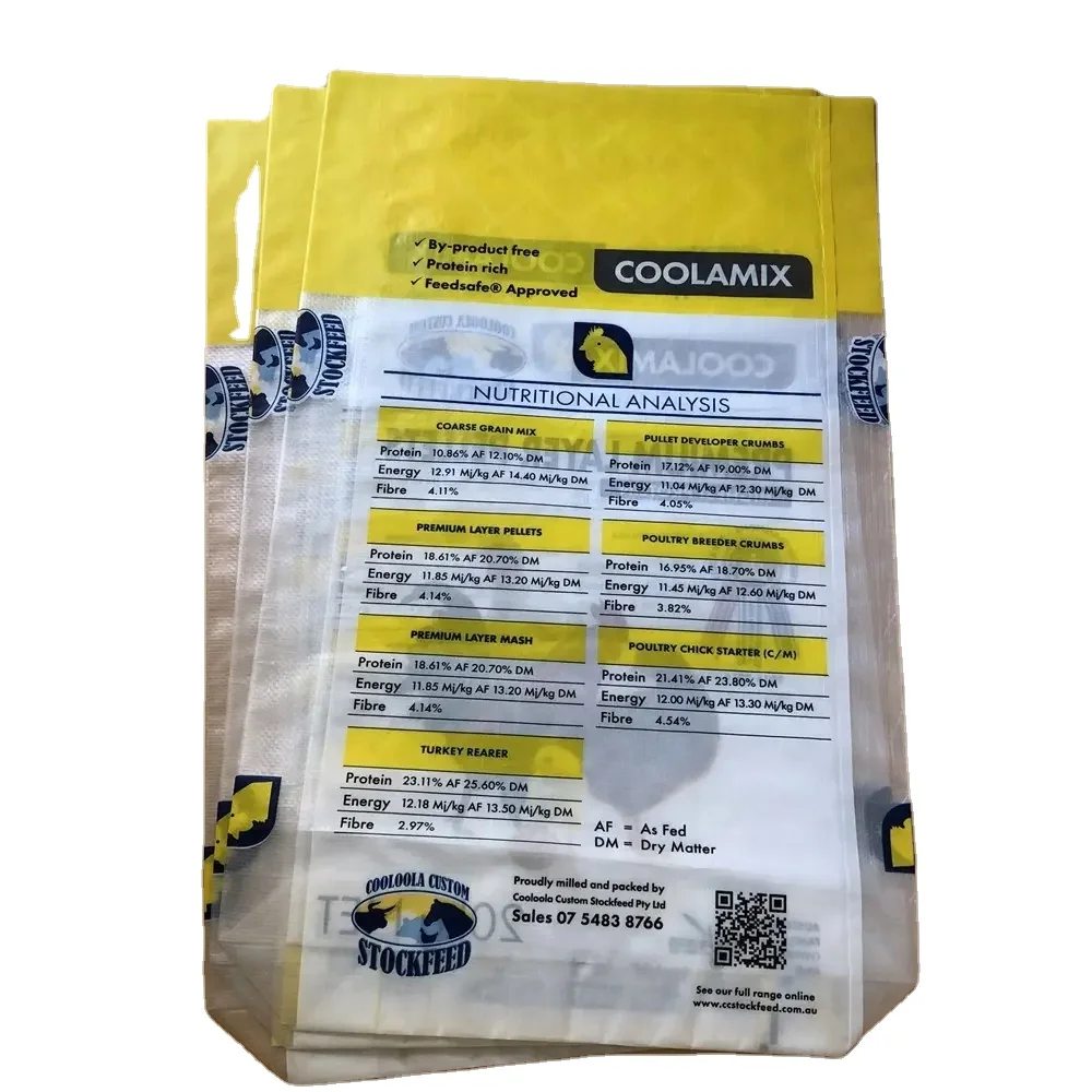 Moisture proof 50kg 25kg 50lbs pp block bottom valve packaging bags for animal food and cement packaging