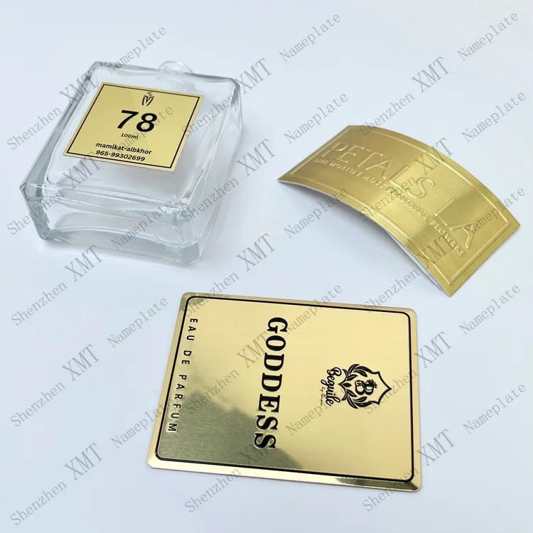 Hot Sale Embossed Metal Foil Label Custom Metal Logo Sticker 3d Label Transfer Perfume Bottle Sticker With Packaging
