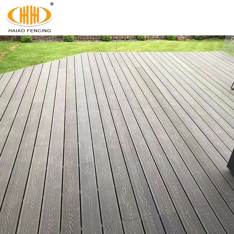 Haiao Co Extruded Customizable Composite Wood Decking Waterproofing Plastic Roof Deck Outdoor Wpc Flooring Board Decking