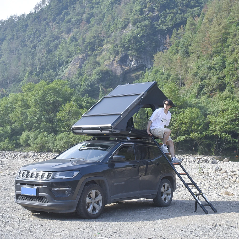 Hot Sales 2025 Hard Aluminium Alloy Triangle Shell Camping Canvas Car Roof Top Tent Soft Cover Rooftop for Sale