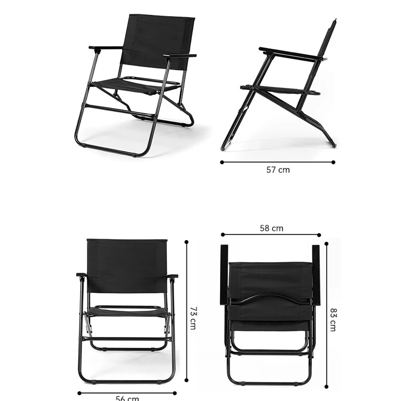 Enjoy 2023 New Style Black Portable iron steel Folding Camping Chair Lightweight for outdoor