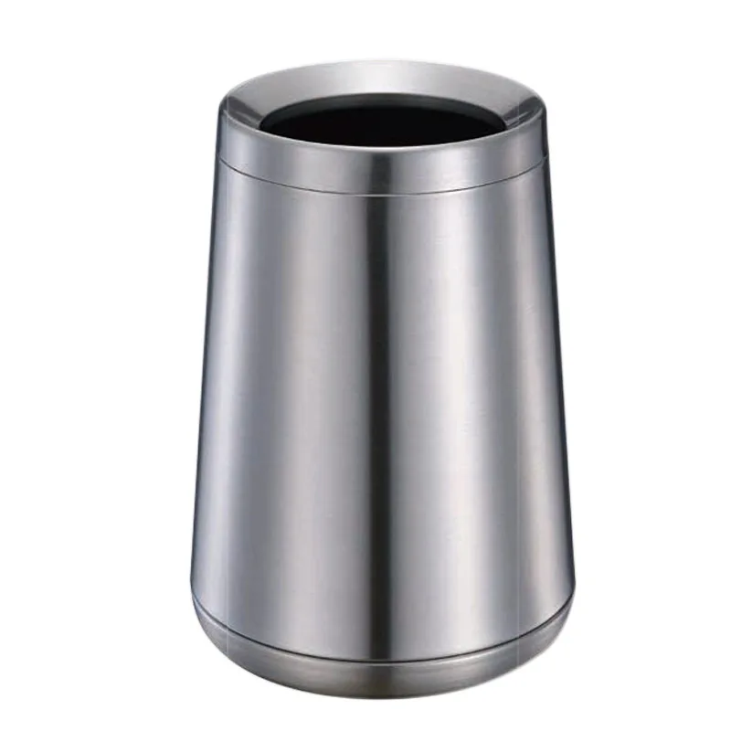 8L Black Trash bin Stainless Steel Garbage Can Room Trash Can Metal Waste Bin with Top Opening