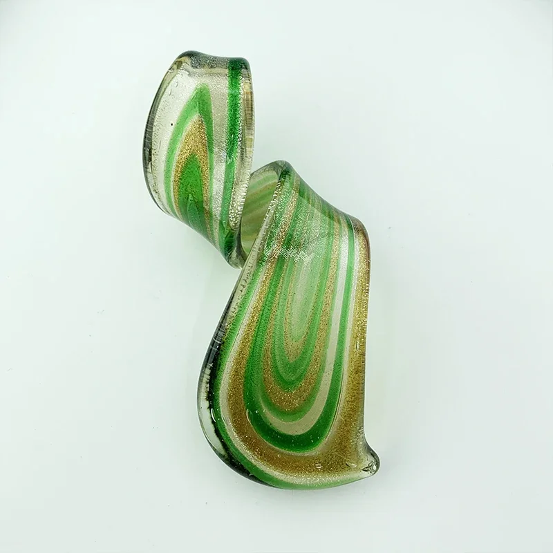 Murano Glass Lampwork Art Twisted Curl Artisan Handmade Necklace Pendant Aqua Blue Gift for Women