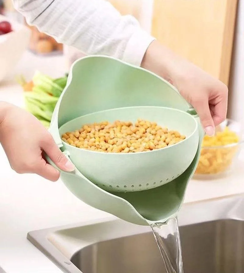 Double-layer reversible salad sink new Nordic draining basket eco-friendly plastic sink home use draining basket kitchen