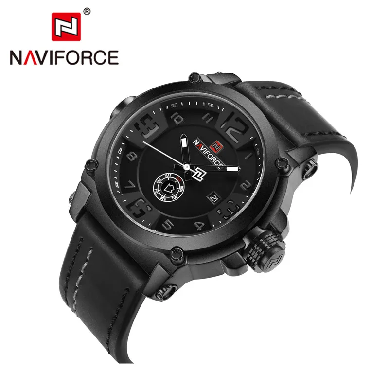 
NAVIFORCE Mens Watches Top Brand Luxury Sport Quartz-Watch Leather Strap Clock Men Waterproof Wristwatch relogio masculino 9099 