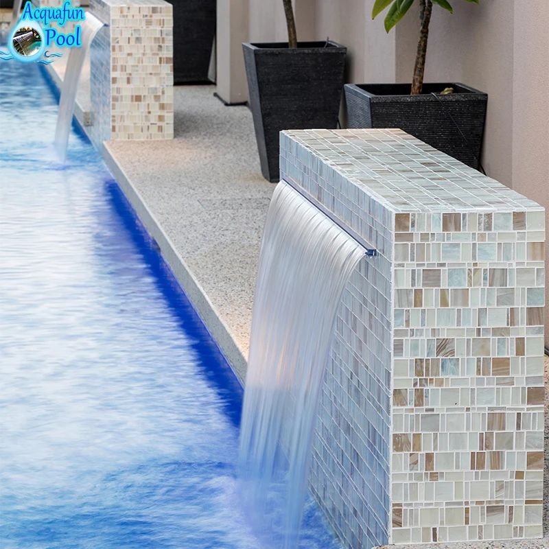 RGB LED Outdoor Garden Ornaments Wall-mounted Swimming Pool Fountain Waterfall Feature