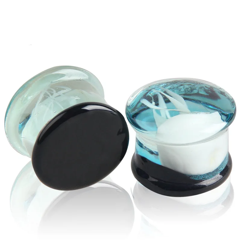 2pcs/lot Jellyfish Glass Ear Plug Gauges Earring Piercing 8mm-16mm Expander Glow in the Dark Flesh Tunnels Jewelry