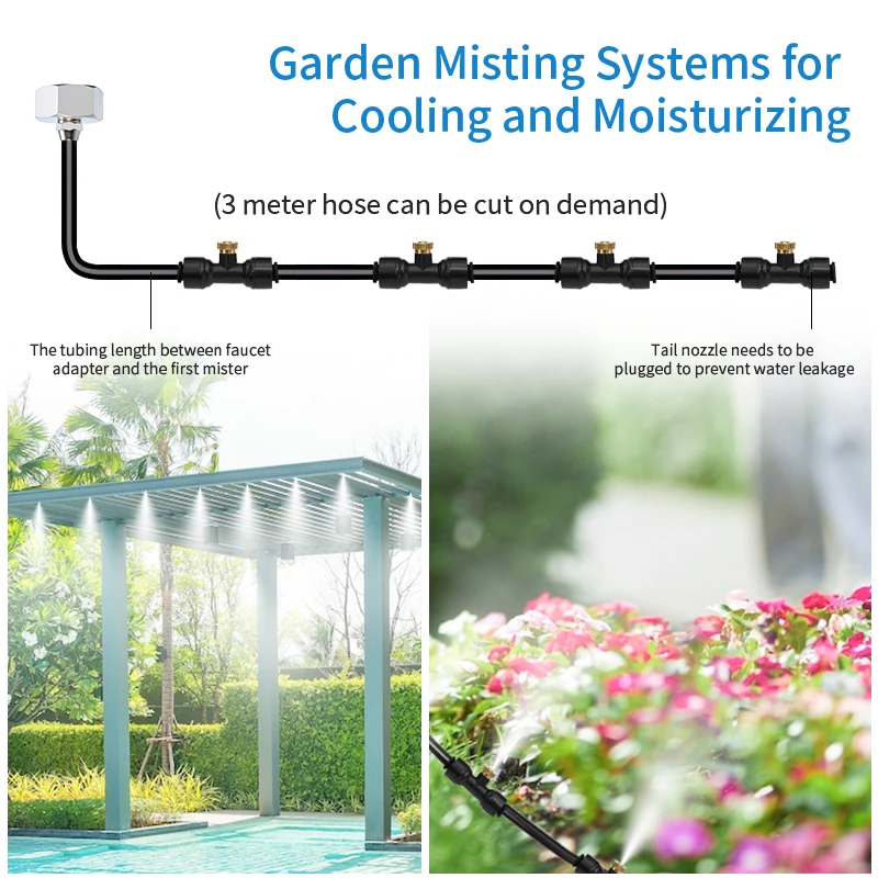 Filterwell Outdoor Water Misting Cooling System Portable For Patio Garden Trampoline Greenhouse Fan