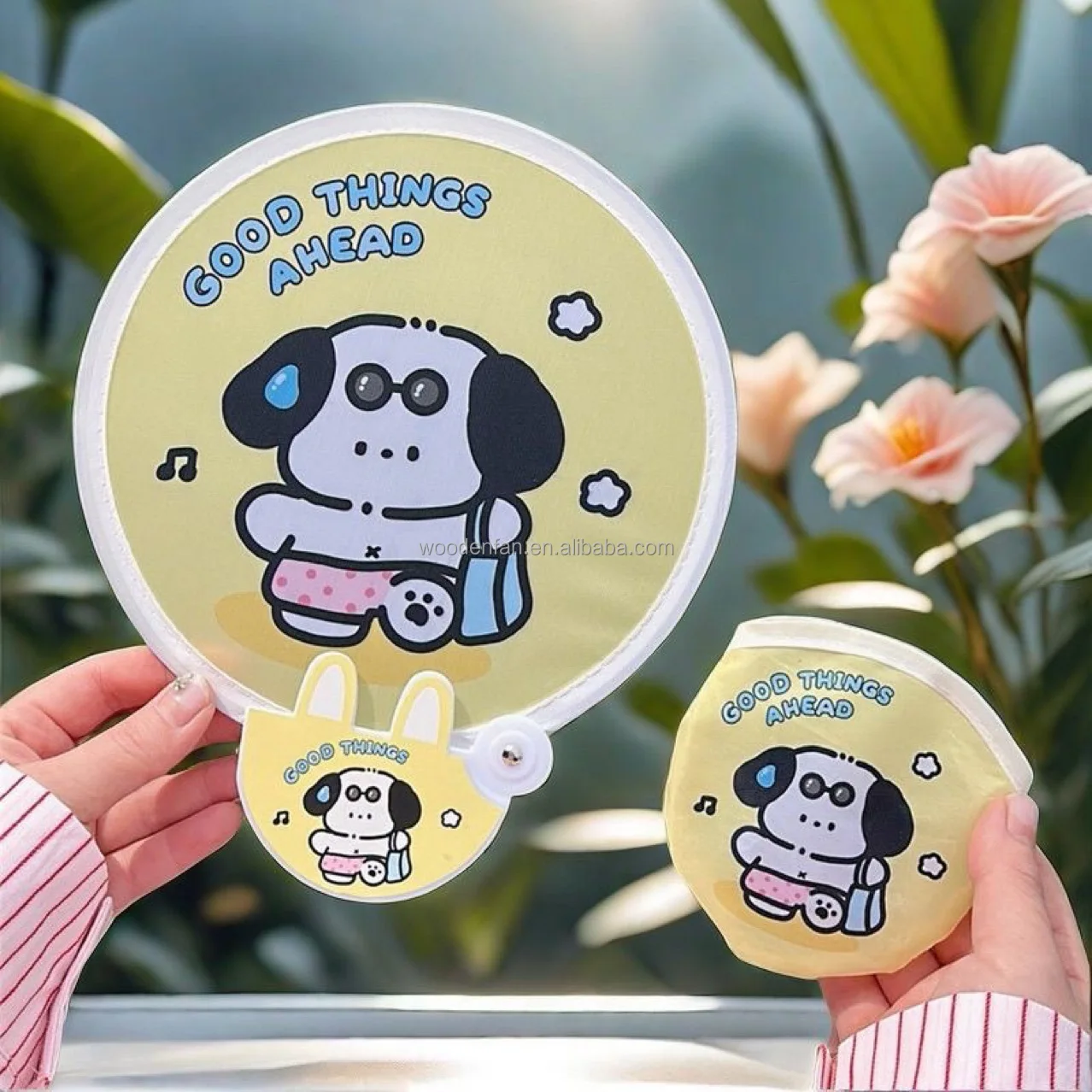 Customized Sublimation Printed Pop Up Round Hand Fan Flexible Foldable Nylon Flying Disc Fans for Summer Promotional