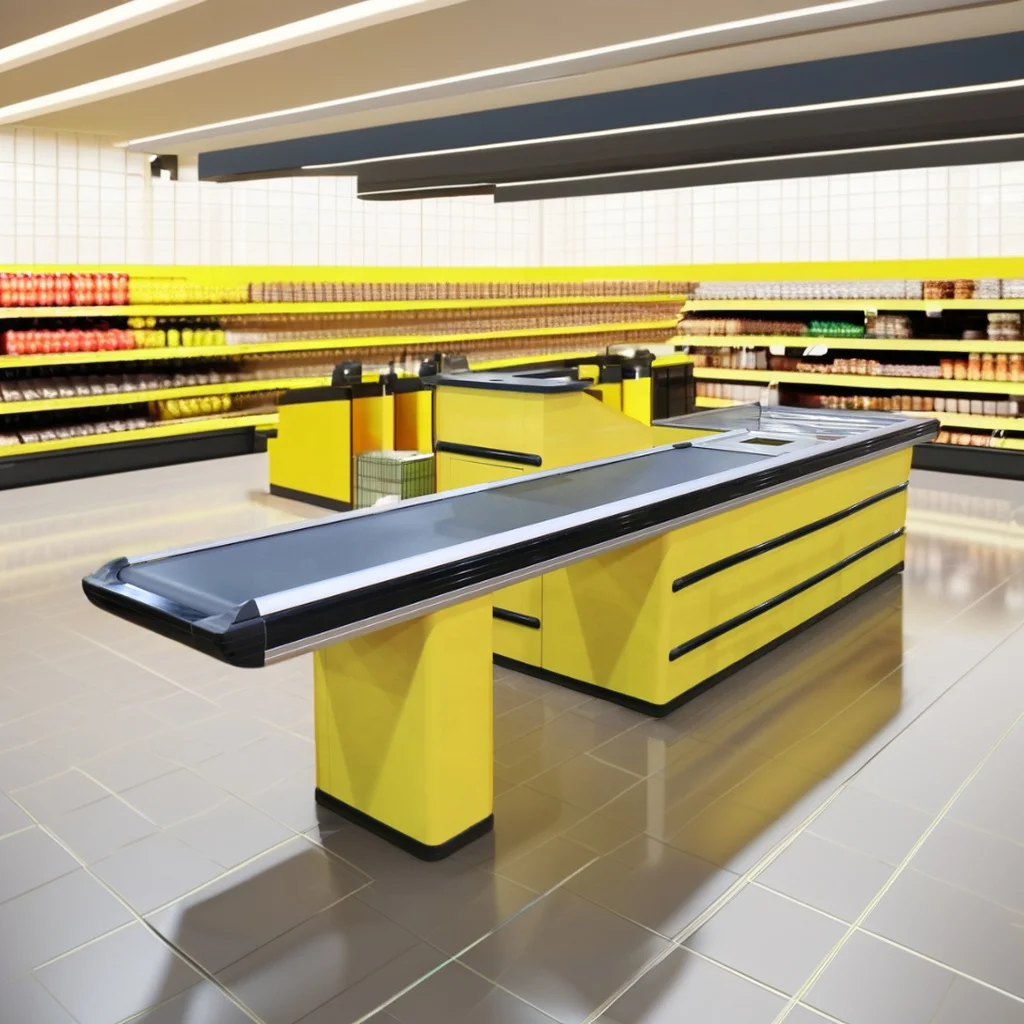 China Manufacturer Steel Retail Store Supermarket Cashier Desk Counter Table For Supermarket