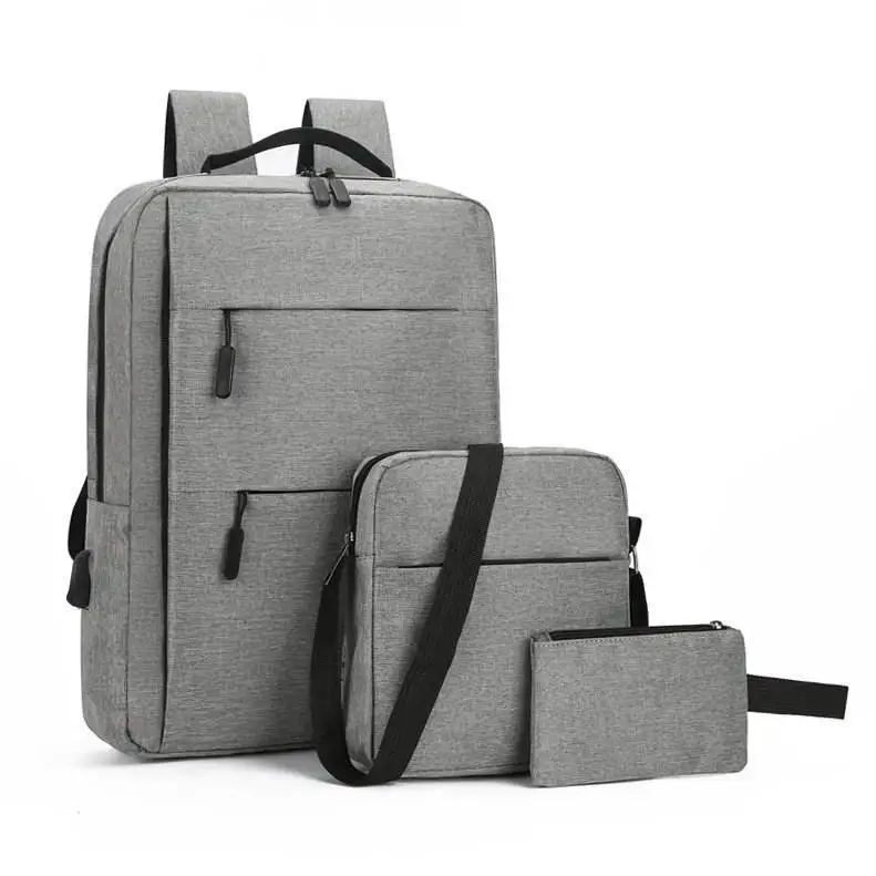 MU 3 In 1 Laptop Backpack Set Drop Shipping Wholesale USB Multifunction Large Capacity School Backpack Daily 3 Pieces Business