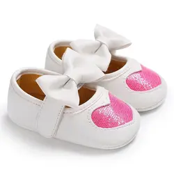 White Glitter Heart Kids Girls Mary Janes Newborn Baby Shoes with bow