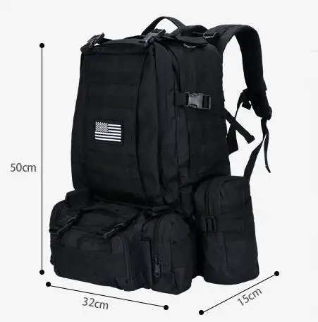 Laser Cutting Molle System Bagpack 900d Oxford Waterproof Camping Hunt 60L 4 in 1 Tactical Backpack