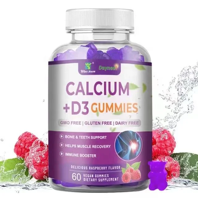 100% vegan calcium d3 soft candy supports bone health supports immune system joint skin calcium vitamin d3 gummies