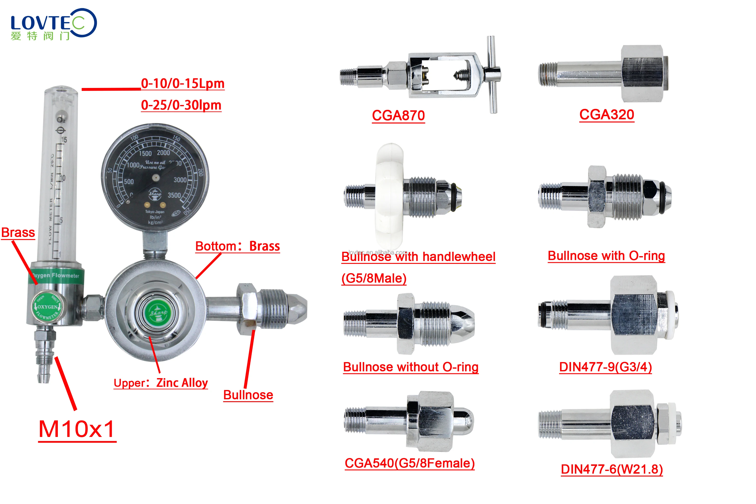 Lovtec Universal High Quality oxygen inhalator oxygen flowmeter regulator oxygen regulator with flowmeter