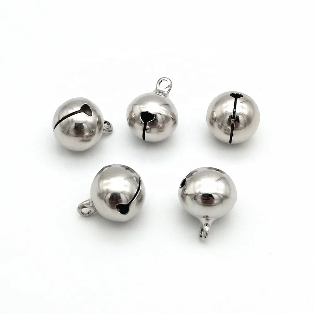 Promotional 12mm width silver color metal decoration craft DIY making small bell xmas decorative jingle bell for gift