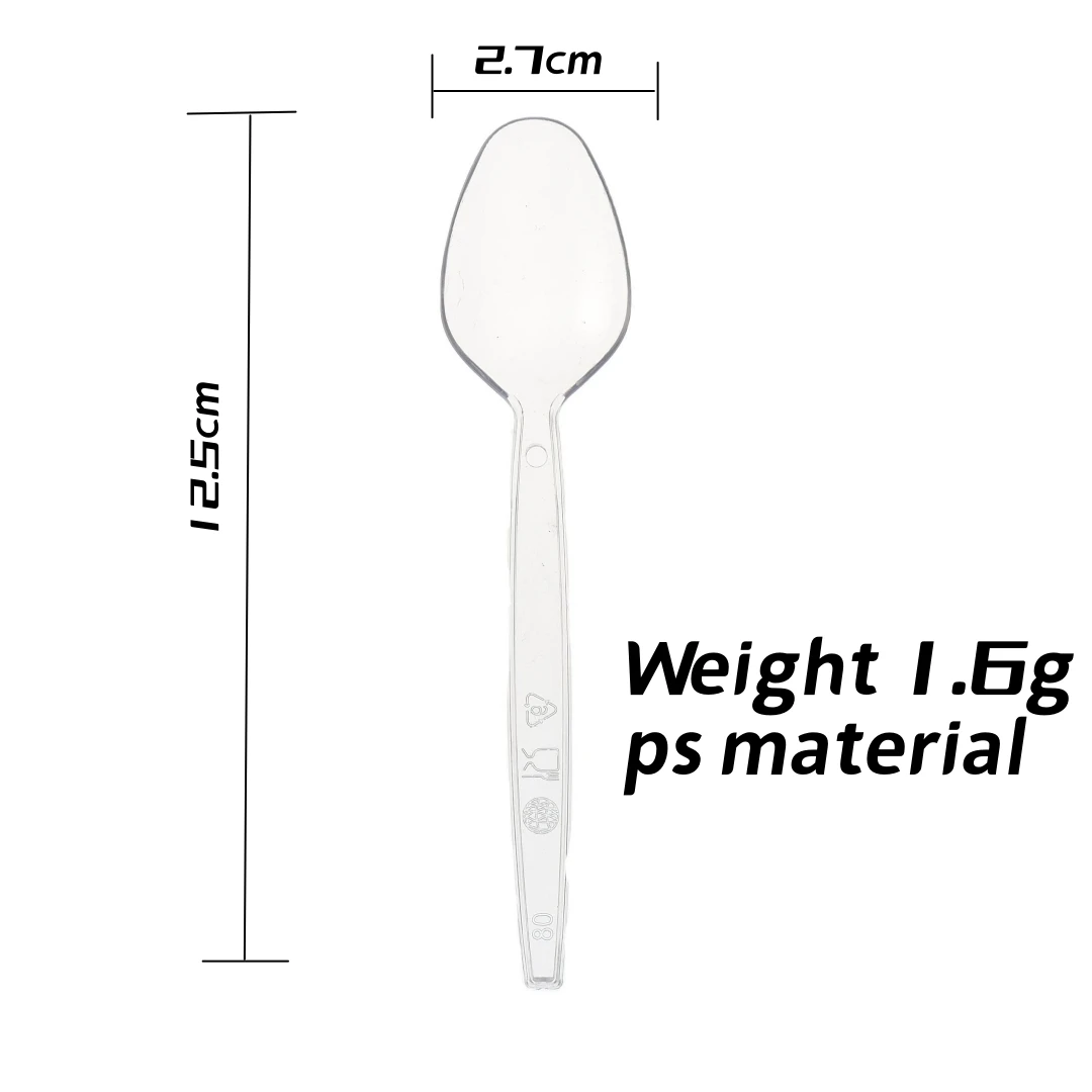 Hot Selling PS Plastic Cutlery For Europe Markets 1.6g Dessert Spoon Tasting Spoon