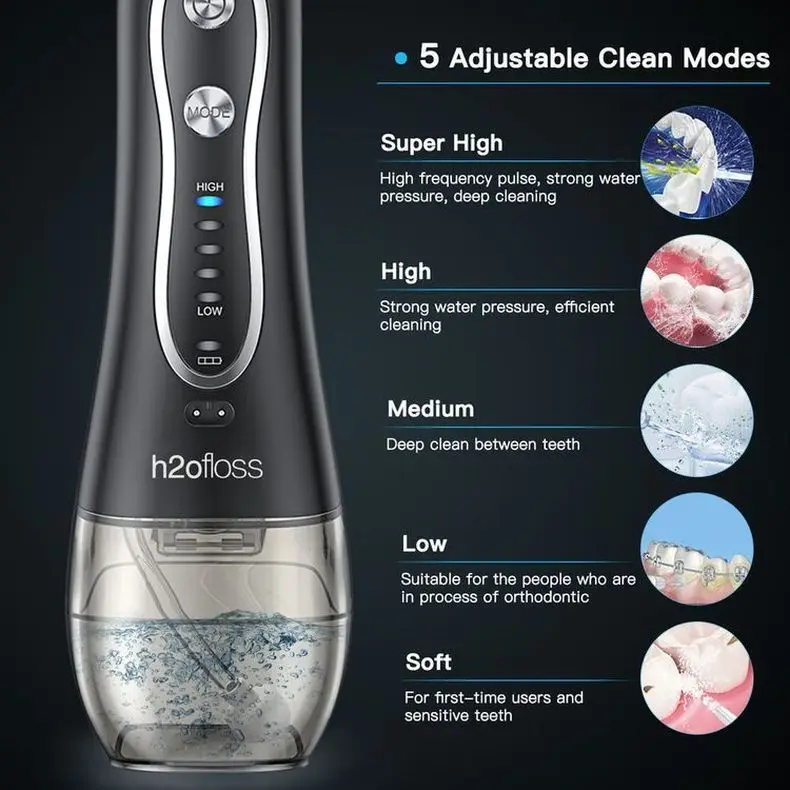 Portable IPX7 Waterproof Teeth Clean Nozzle Dental Care Irrigator Oral Tooth Washing Cleaner H2Ofloss Water Flosser For Teeth