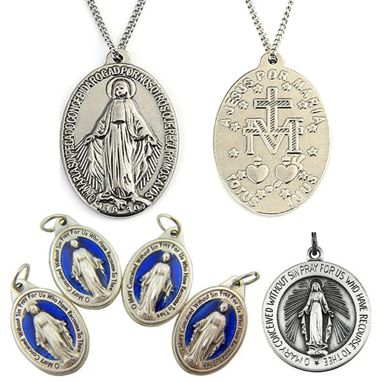 Golden supplier custom metal zinc alloy sliver religious medals custom religious catholic medals
