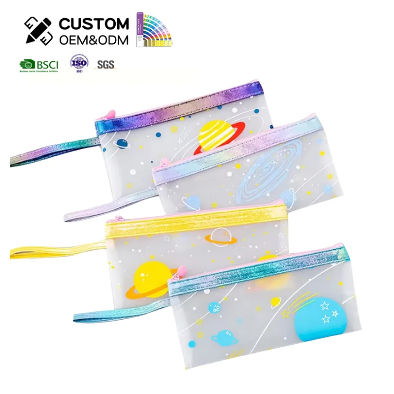 Kamcity Factory Price Creative Transparent Plastic PVC Pencil Bag Simple Unusual Zipper Case