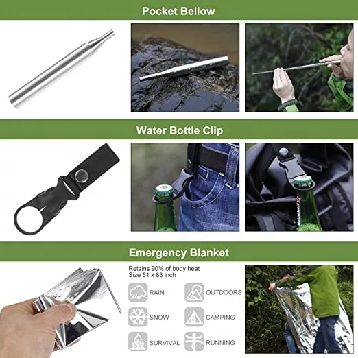 
Custom Outdoor Hiking Gear Camping Emergency First Aid Survival Kit 