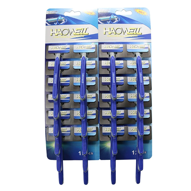 B310GL  Haowell  Cheap Triple Three 3 Blade Disposable razor Mens Shaving 24pcs Hanging Card