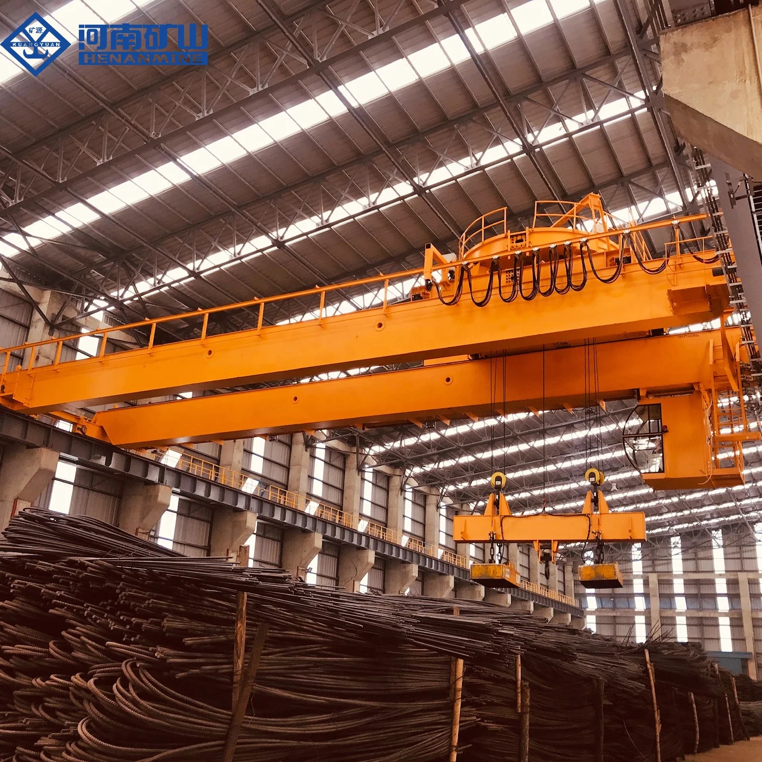 10T Double beam or girder electromagnetic traveling rail bridge crane for steel plate