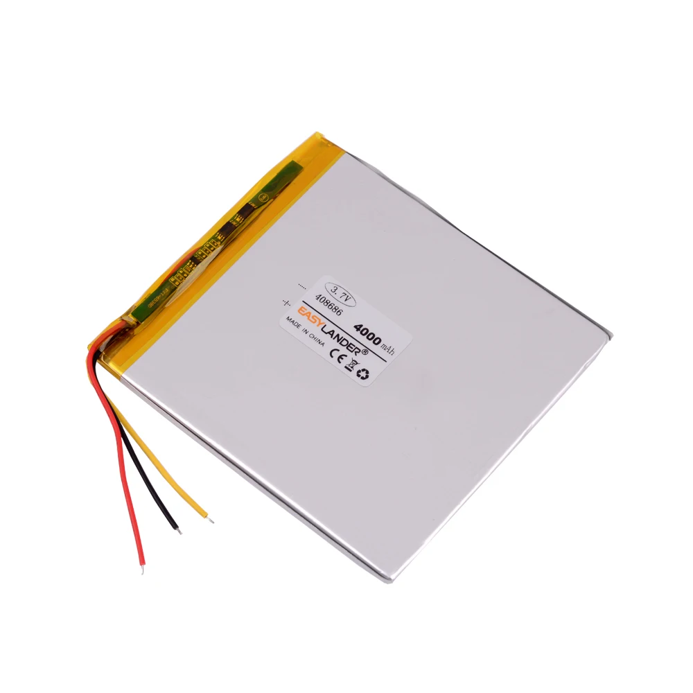 
3 wire 3.7V 4000mAH 408686 Polymer lithium ion / Li-ion battery for tablet prestigio 3777 the ritmix rmd-751 