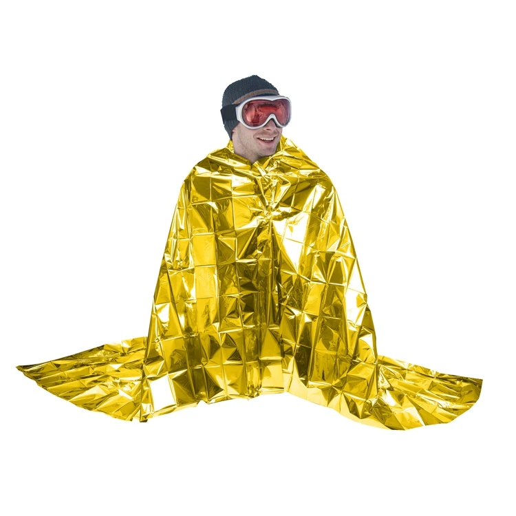 Portable multi-functional emergency blanket insulation blanket outside the blanket Gold double grid emergency
