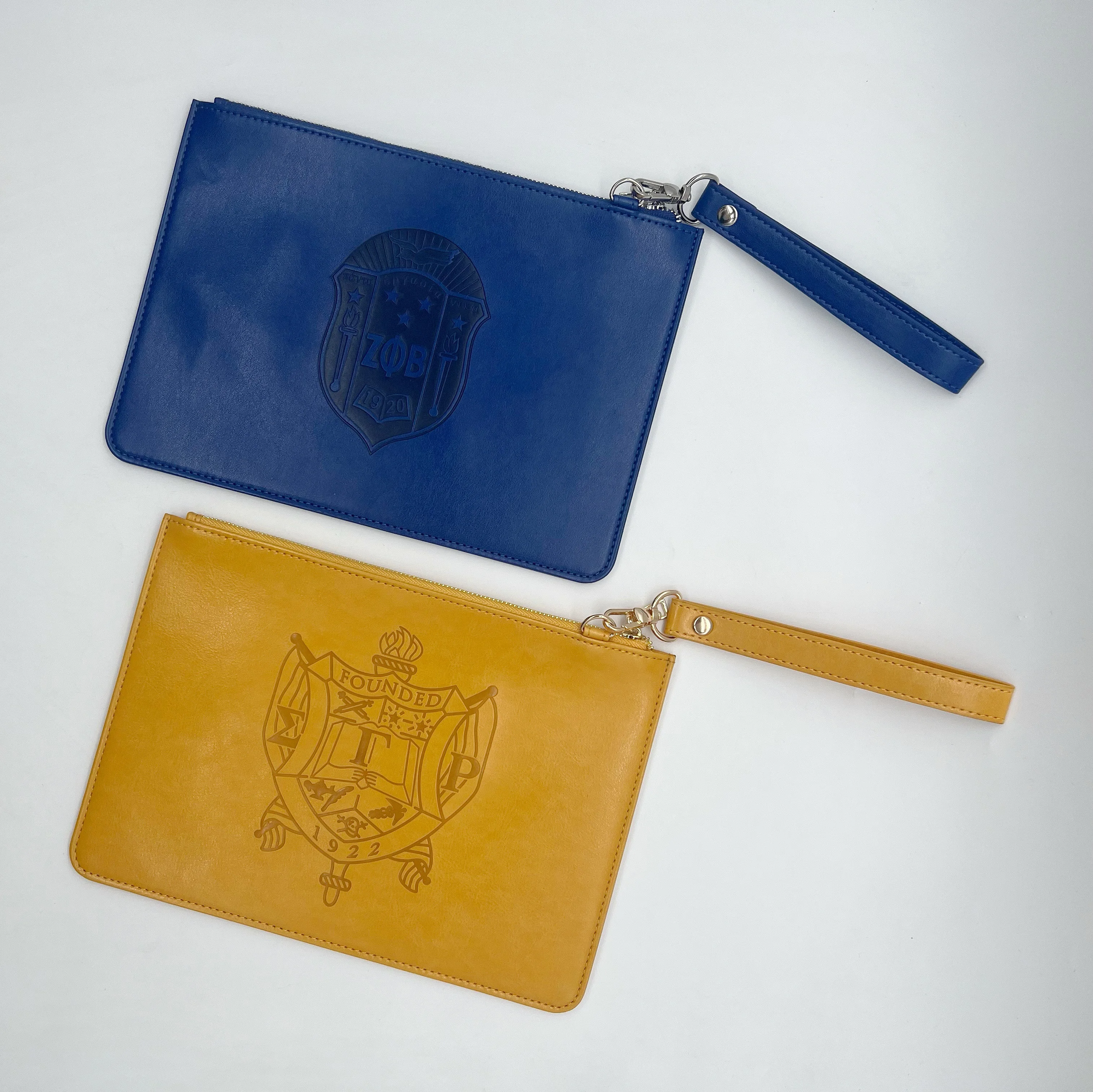 2024 Newly Design Valentines Gifts DST Large Leather Clutch Wristlet Large Zeta Phi Beta Sorority Wristlet Bag with Strap