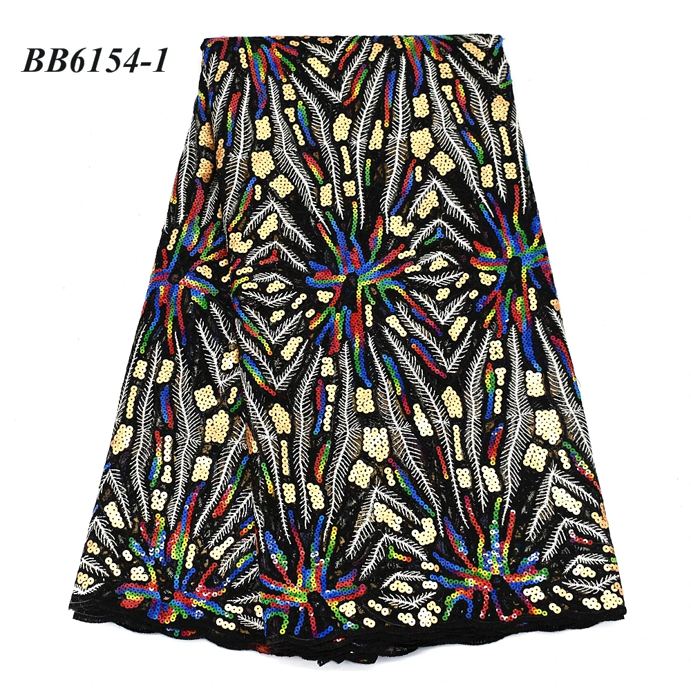 Новая вышитая французская сетчатая ткань с блестками, прозрачная дизайнерская ткань для одежды, 5 ярдов