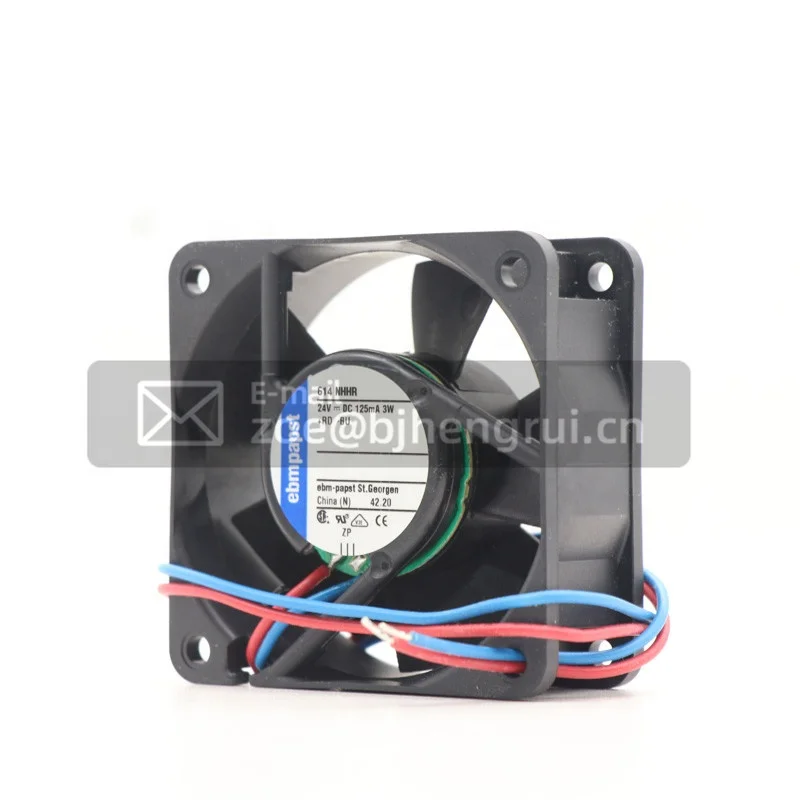 Ebmpapst 614NHHR A5E01052493AE 60x60x25mm 24V DC 3W 0.125A 56m3 / h 6850rpm IP20 Ball Bearing Inverter Axial Flow Cooling Fan