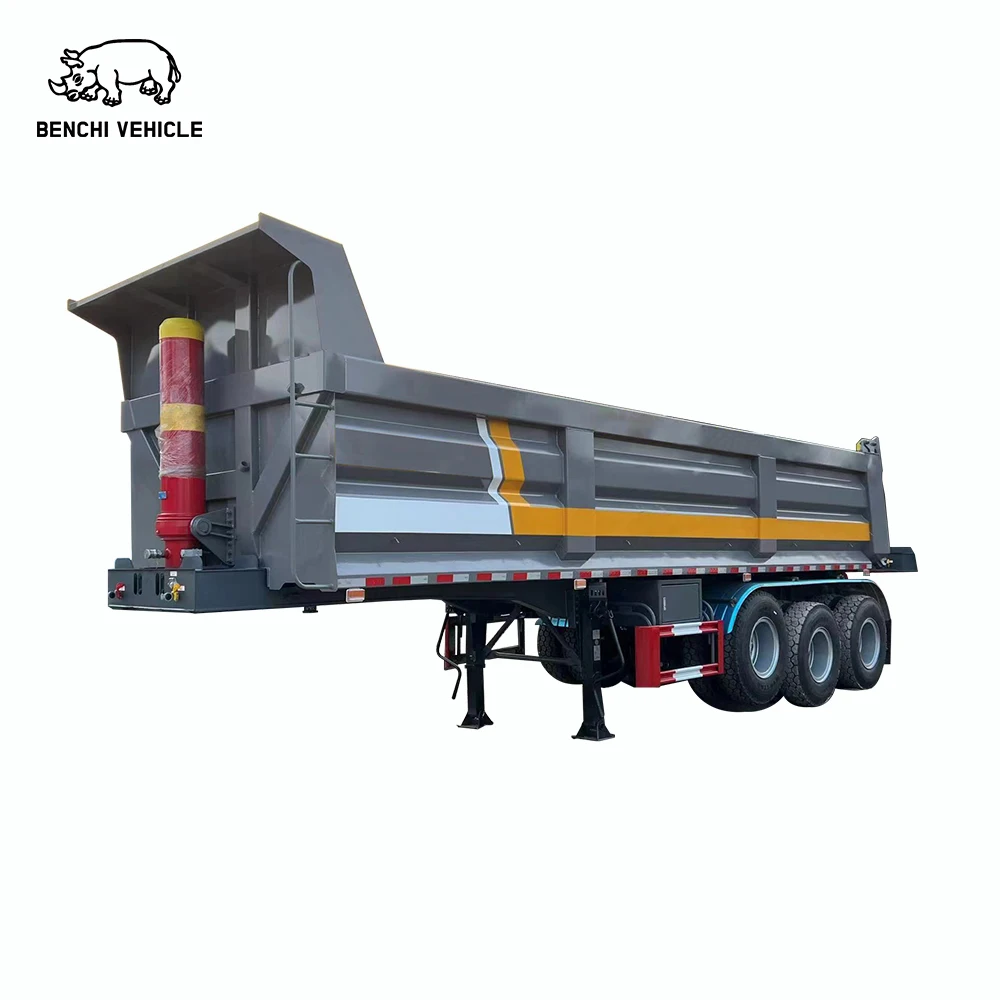 Hydraulic U Shape 3 Axle 50 Ton Tipper Truck Semi Trailer Rear Dump Semi Trailer