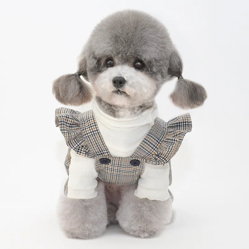 New Seasonal Fashion Pet Overalls Retro Plaid Dog and Cat Pumpkin Pants