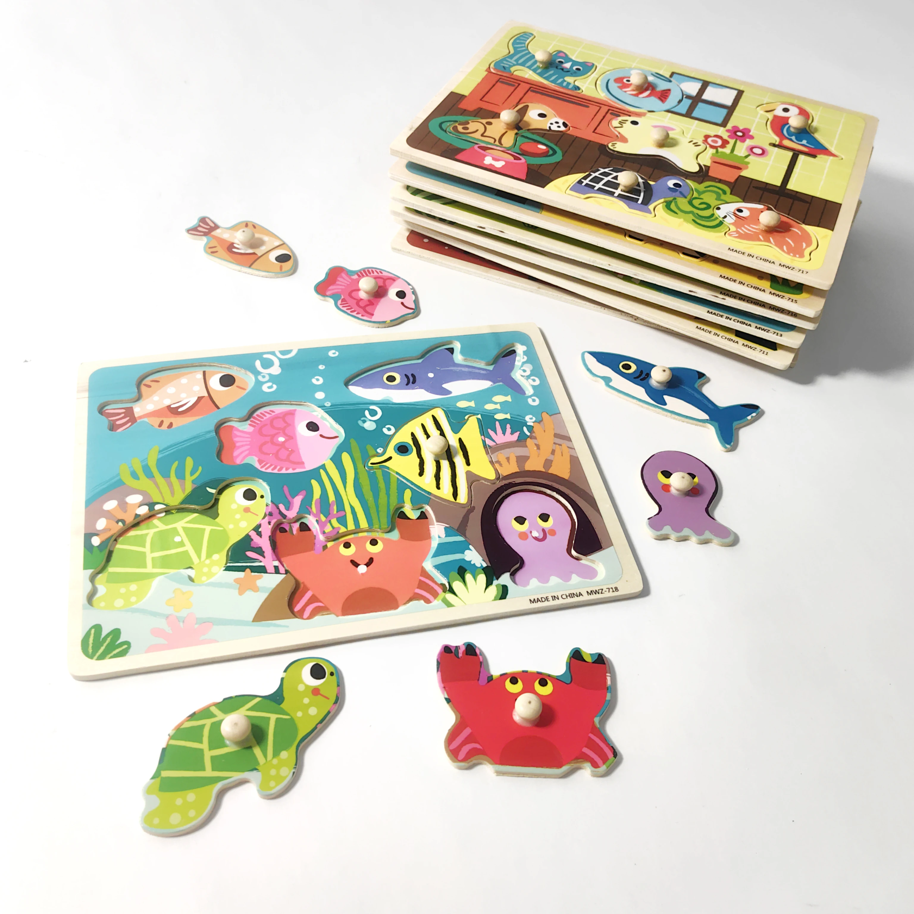 2024 New sale educational wooden animal puzzle games for kids WD24008