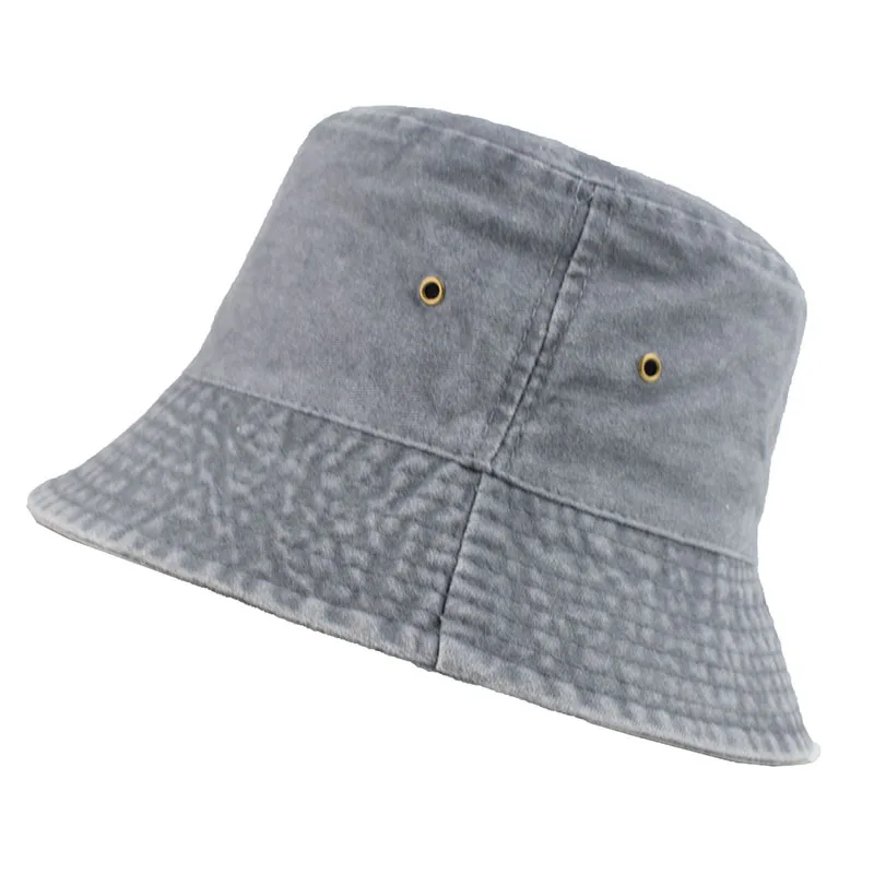 Fisherman Unisex Vintage Plain Cotton Blank Custom Washed Denim Bucket Hat 3d Embroidery Logo Custom Denim Bucket Hat