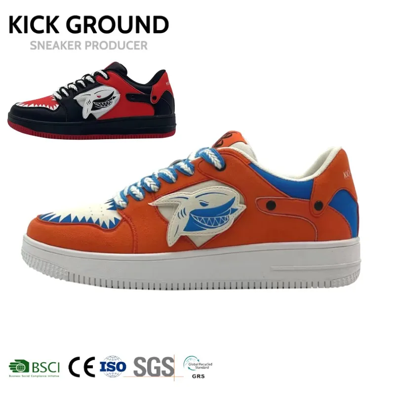 Kick Ground Custom Shoes Manufacturers Fashion Comfortable Thick Soles Replaceable Logo Diverse Custom Printed Sneakers