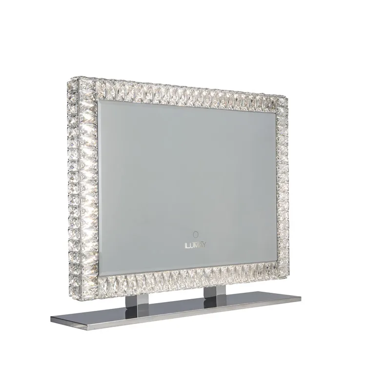 ILUMAY rectangle vertical glass Sparkly crushed diamond mirror vanity