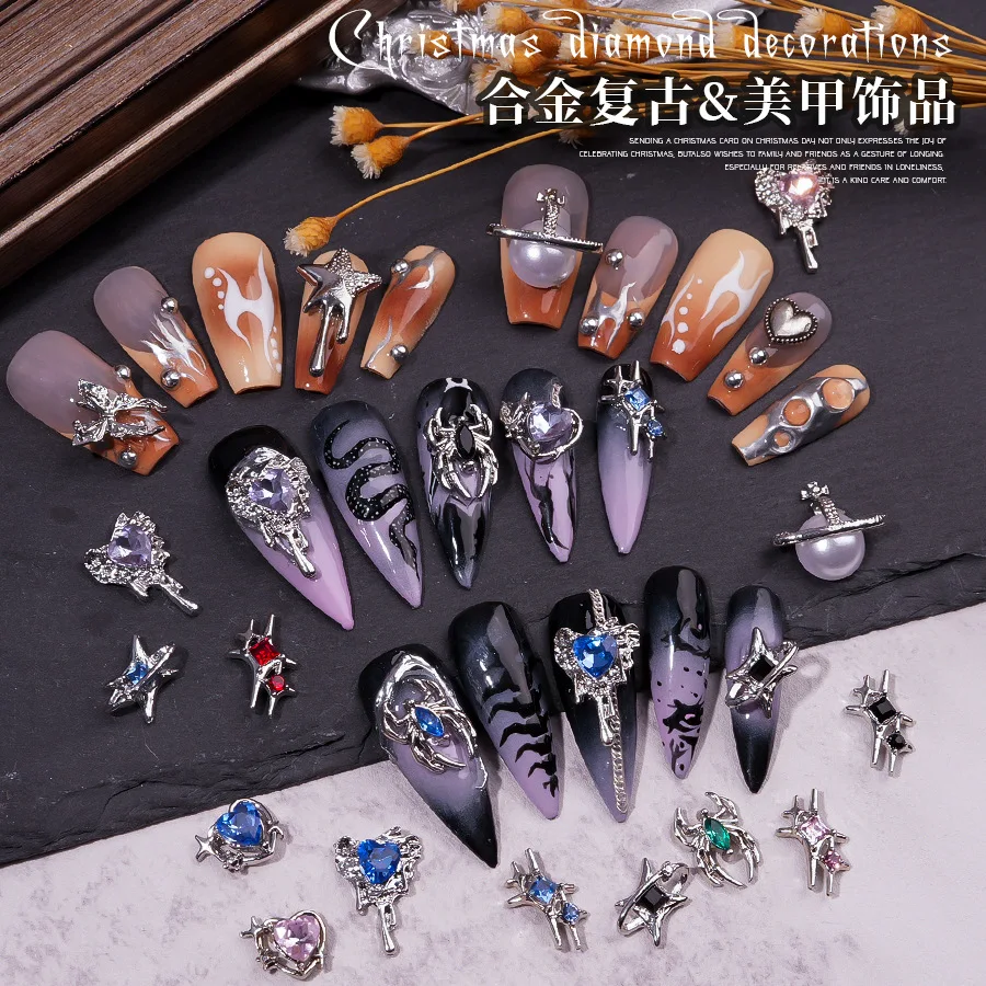 2025 New Arrival Top Selling Factory Price Alloy Nail Decorations Luxury Trending Products 3D Nail Art Accessories Set