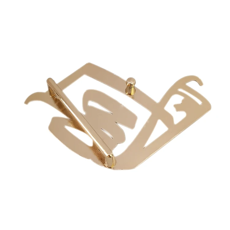 Fashion zinc alloy make Plating Custom Letter Logo Metal Brand Name Plate Belt Buckles