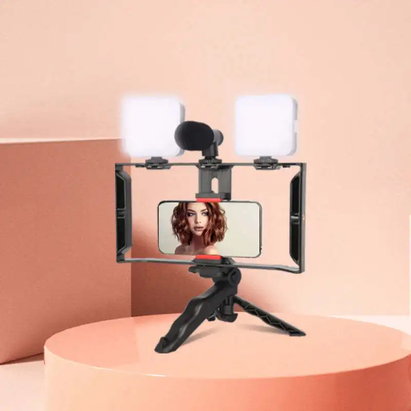 Amazon hot selling vlog kit Handheld video voice recording for Mobile phone vlog camera microphone kit tripod stand for phone